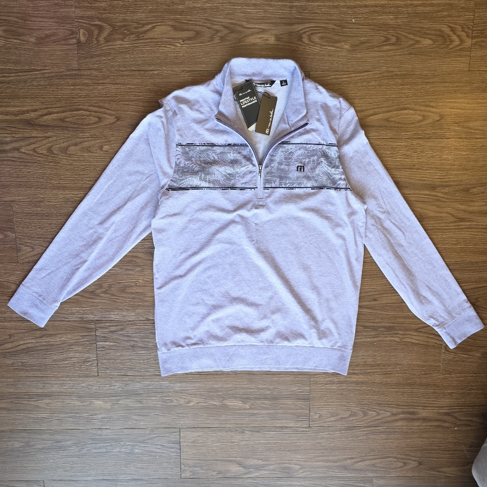 Travis Mathew NWT - LARGE- Light Gray Purple - Quarter Zip Sweater
